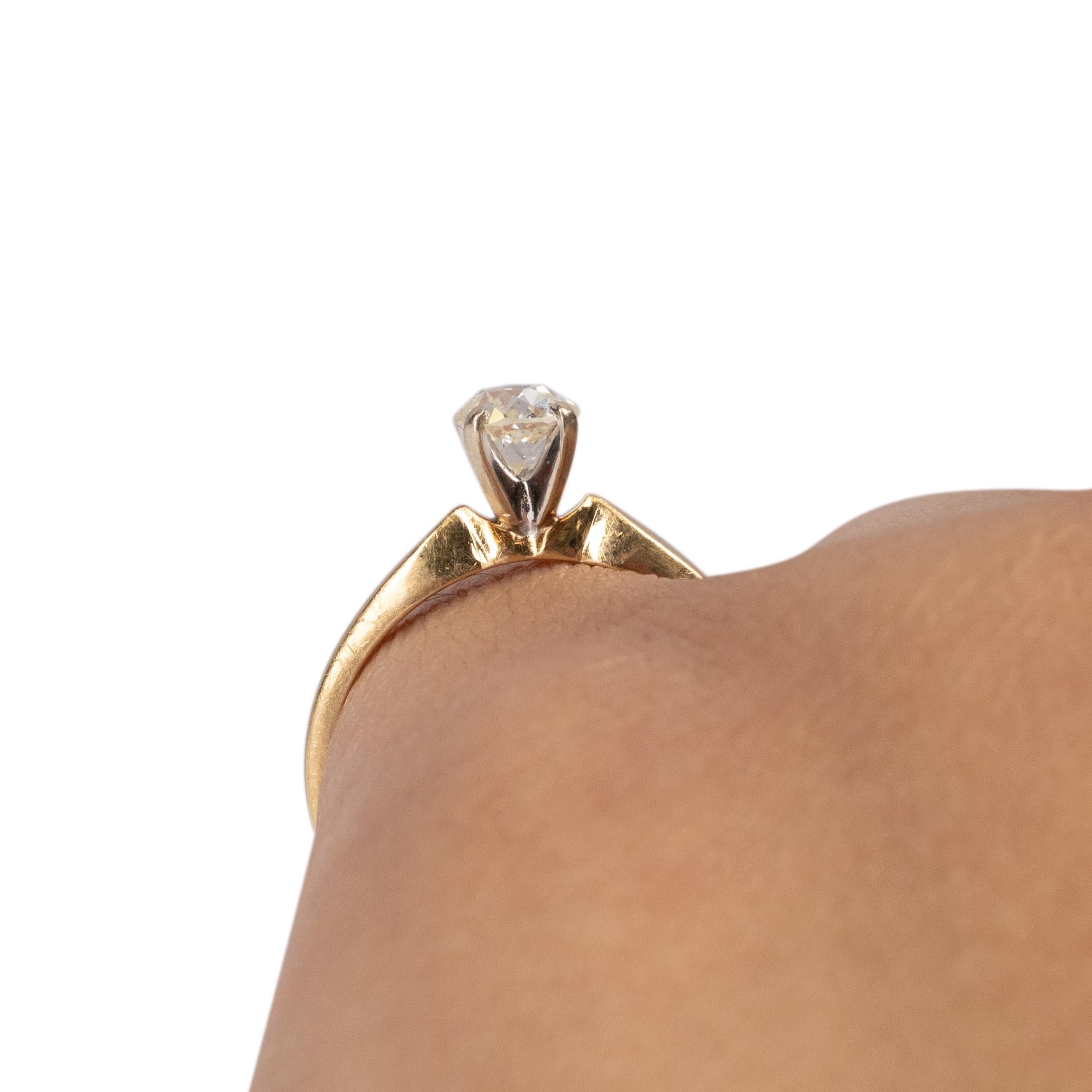 Women's or Men's Vintage 14 Karat Yellow Gold .45 Carat Old European Diamond Solitaire Ring