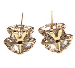 Vintage 14k Yellow Gold 1 Carat Diamond Bow Omega Back Earrings