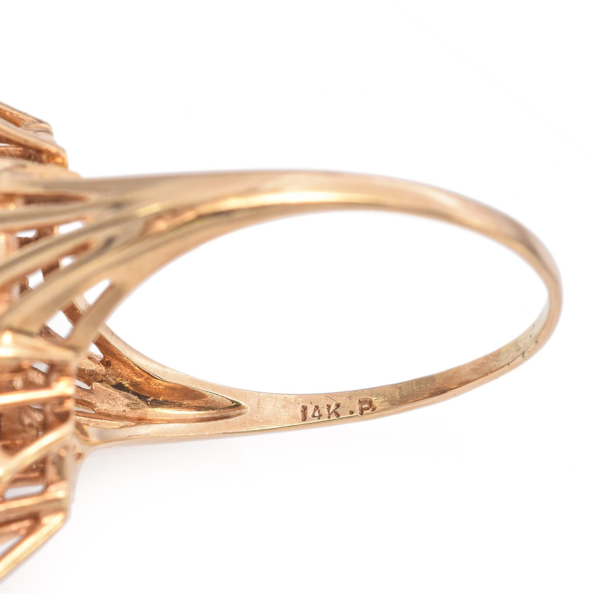 De las mujeres Anillo vintage de oro amarillo de 14 quilates con 1,0 TCW de rubíes y diamantes en venta