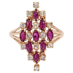 Ring aus 14 Karat Gelbgold mit 1,0 TCW Rubin und Diamant