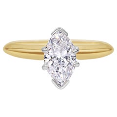 Vintage-Ring aus 14-karätigem Gelbgold mit einem Marquise-Diamanten von 1,03 Karat