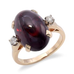 Vintage 14k Yellow Gold 11.30ct Garnet and Diamond Ring