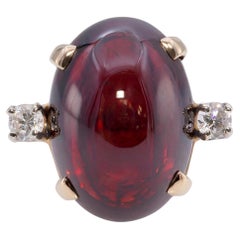 Vintage 14k Yellow Gold 11.30ct Garnet and Diamond Ring