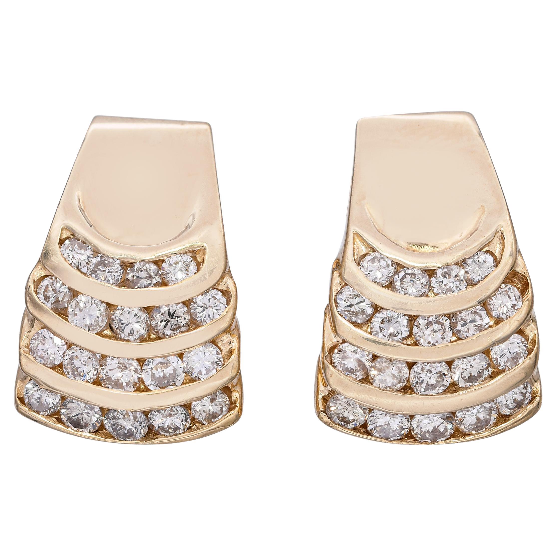 Orecchini vintage in oro giallo 14k con diamanti da 1,14tcw