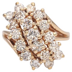 Vintage 14K Yellow Gold 1.20 TCW Diamond Waterfall Ring