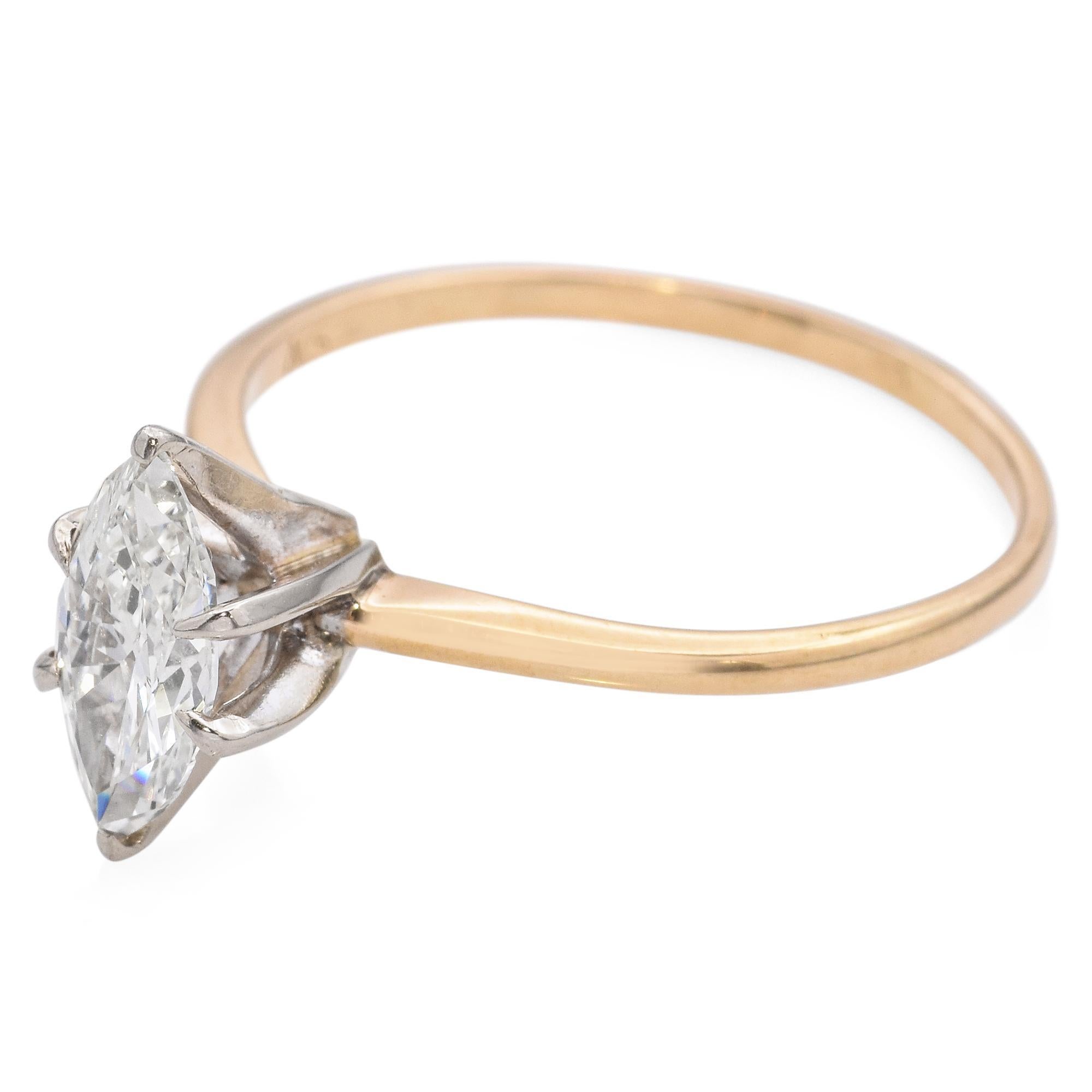 Solitär-Ring aus 14 Karat Gelbgold mit 1,25 Karat Diamant im Zustand „Gut“ im Angebot in New York, NY