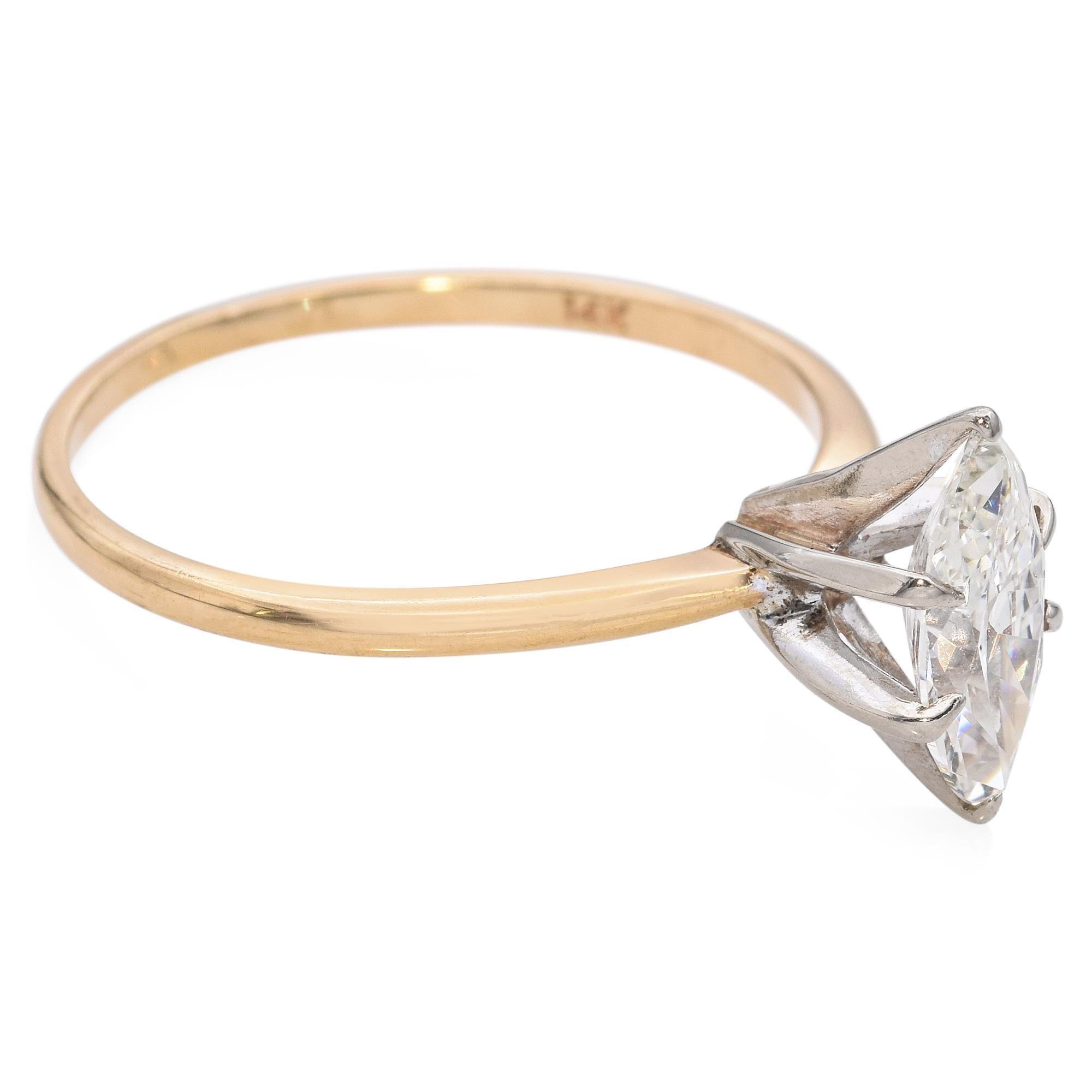Solitär-Ring aus 14 Karat Gelbgold mit 1,25 Karat Diamant Damen im Angebot