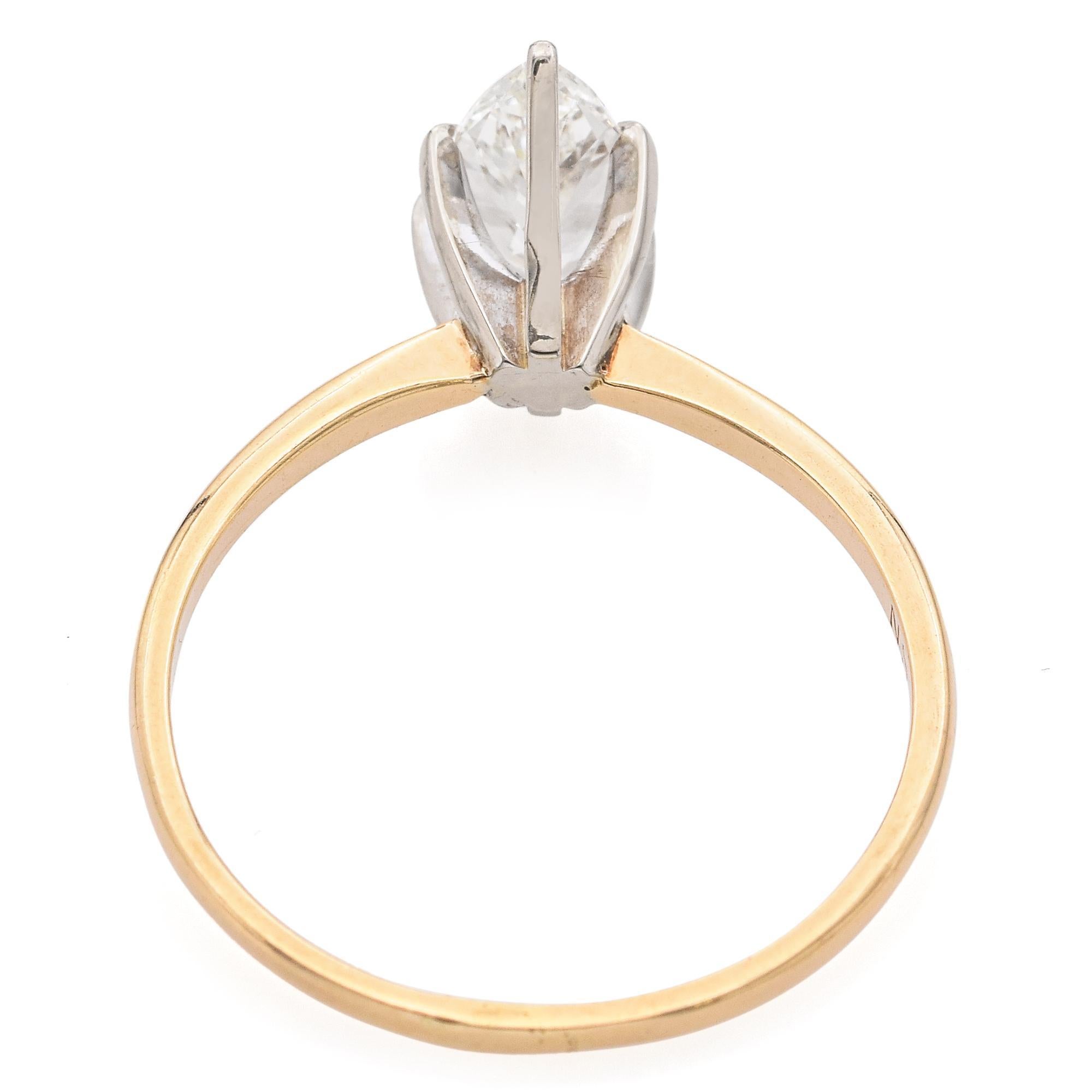Solitär-Ring aus 14 Karat Gelbgold mit 1,25 Karat Diamant im Angebot 1