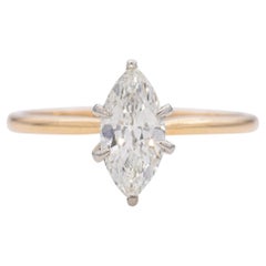 Anello solitario con diamante d'epoca in oro giallo 14k da 1,25 carati