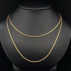 Vintage 14k Yellow Gold 1.25mm Wheat Link Chain 30" Long Necklace