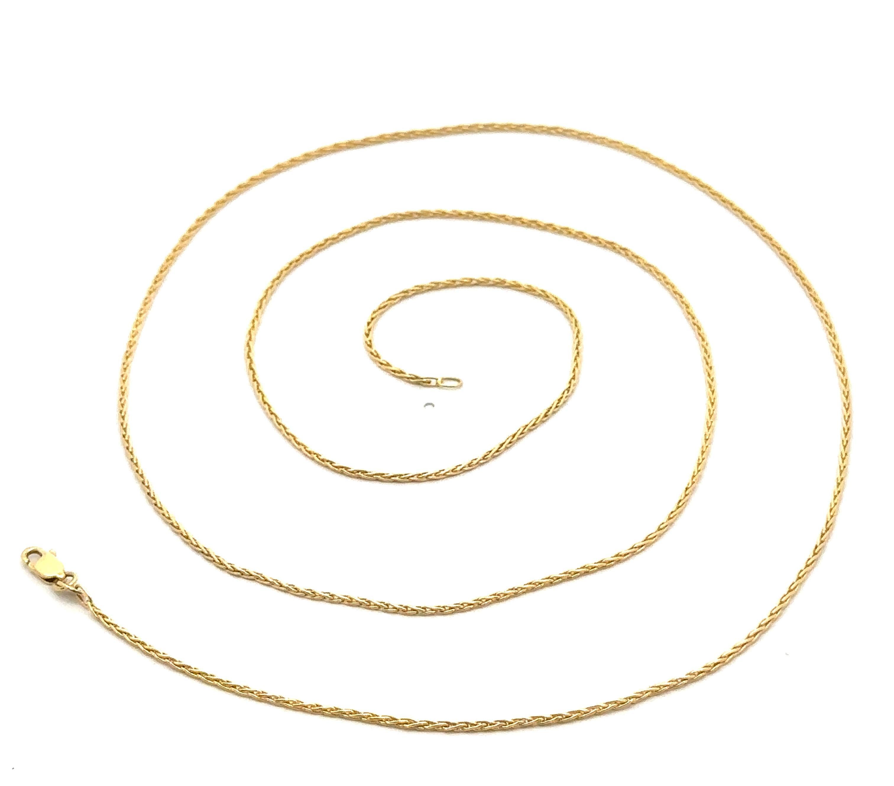 Vintage 14k Gelbgold 1,25mm Weizen Link Kette 30