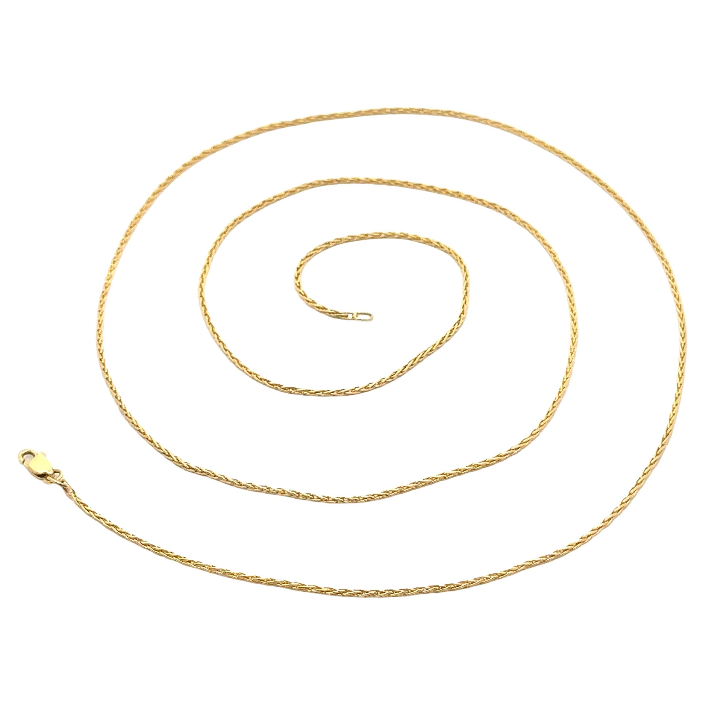 Vintage 14k Yellow Gold 1.25mm Wheat Link Chain 30" Long Necklace