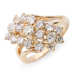 Vintage 14k Yellow Gold 1.26tcw Diamond Waterfall Ring