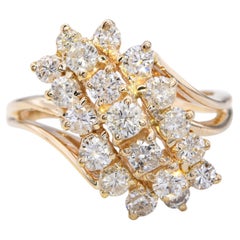 Vintage 14k Yellow Gold 1.26tcw Diamond Waterfall Ring