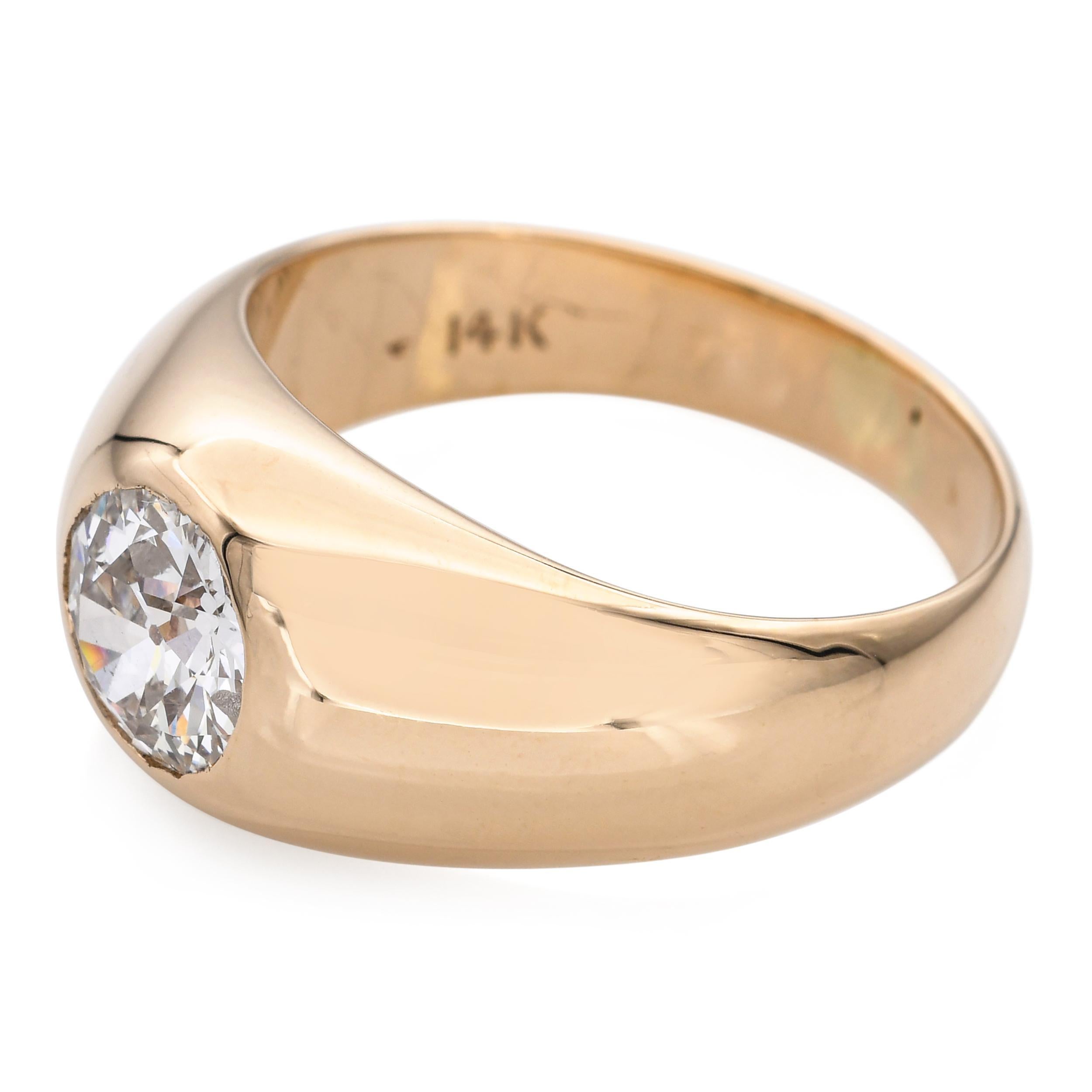 Anello vintage in oro giallo 14k da 1,2 carati Si1 K K.K. con diamante vecchio europeo In condizioni buone in vendita a New York, NY