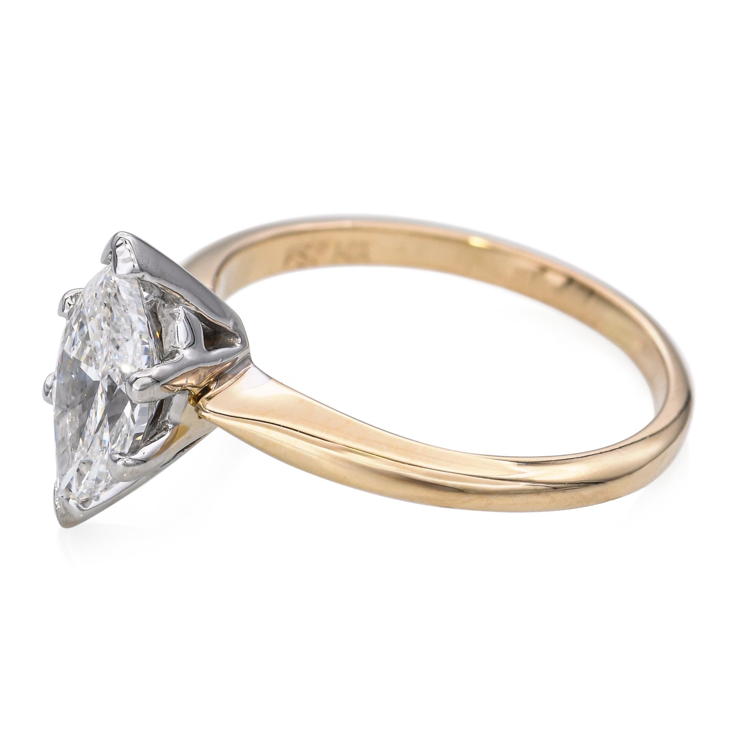 Vintage 14k Yellow Gold 1.31ct Diamond Engagement Ring en vente 1