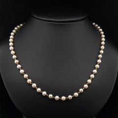 Vintage 14k Yellow Gold 13.5" Pearl Baby Child Choker Necklace Spring Ring Clasp