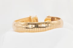 Vintage 14k Yellow Gold 13.8mm Omega Flex Bangle Bracelet