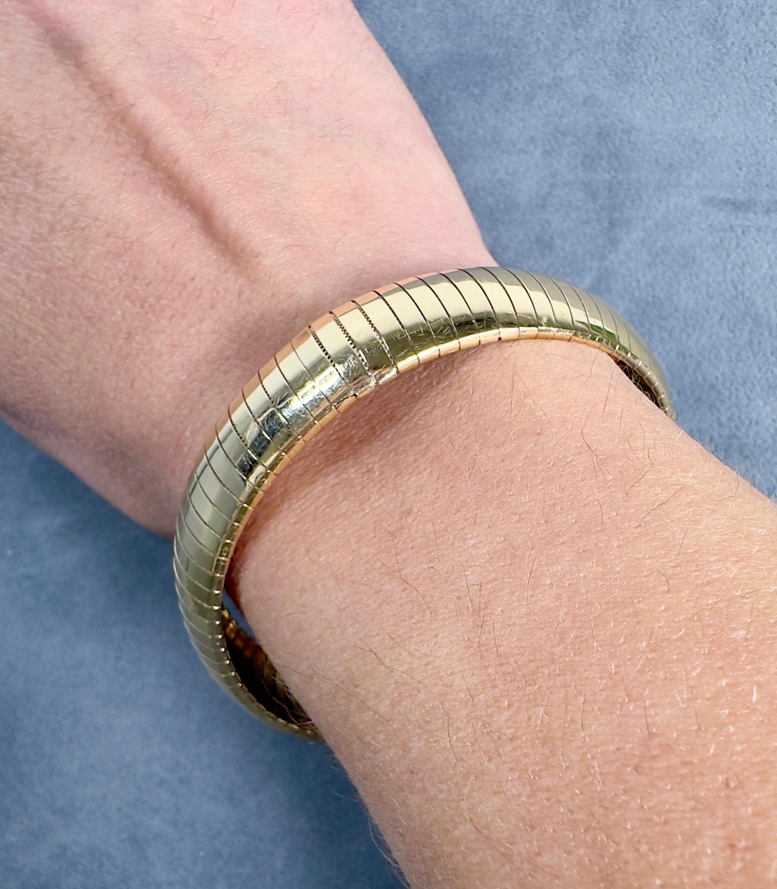 Vintage 14k Yellow Gold 13.8mm Omega Flex Bangle Bracelet 3