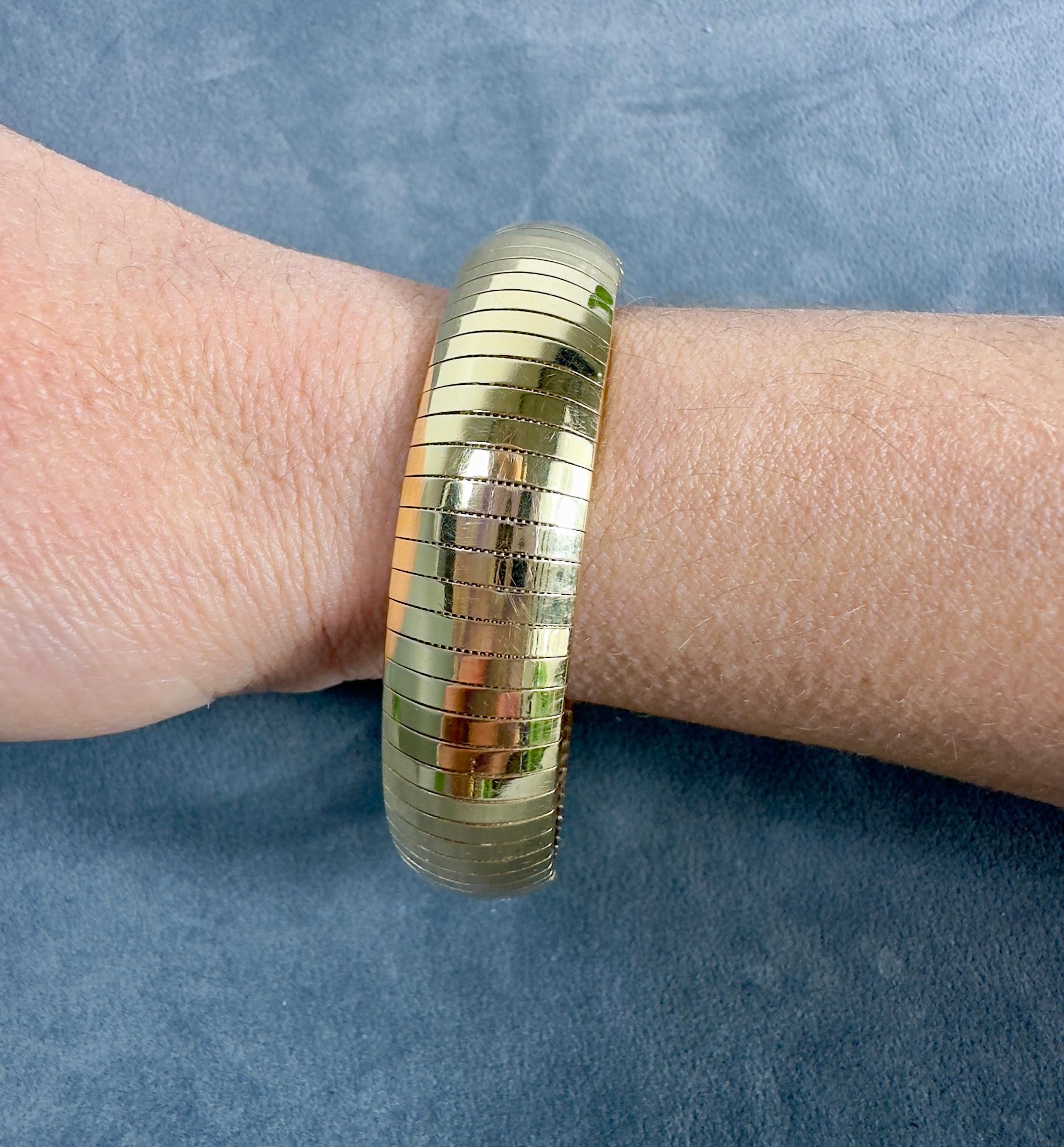 Vintage 14k Yellow Gold 13.8mm Omega Flex Bangle Bracelet 4