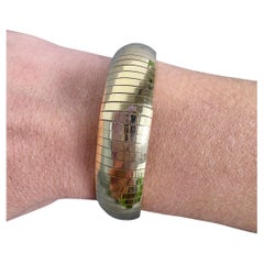 Vintage 14k Yellow Gold 13.8mm Omega Flex Bangle Bracelet