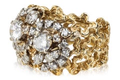 Vintage 14K Yellow Gold 1.40CTW Diamond Statement Nugget Ring