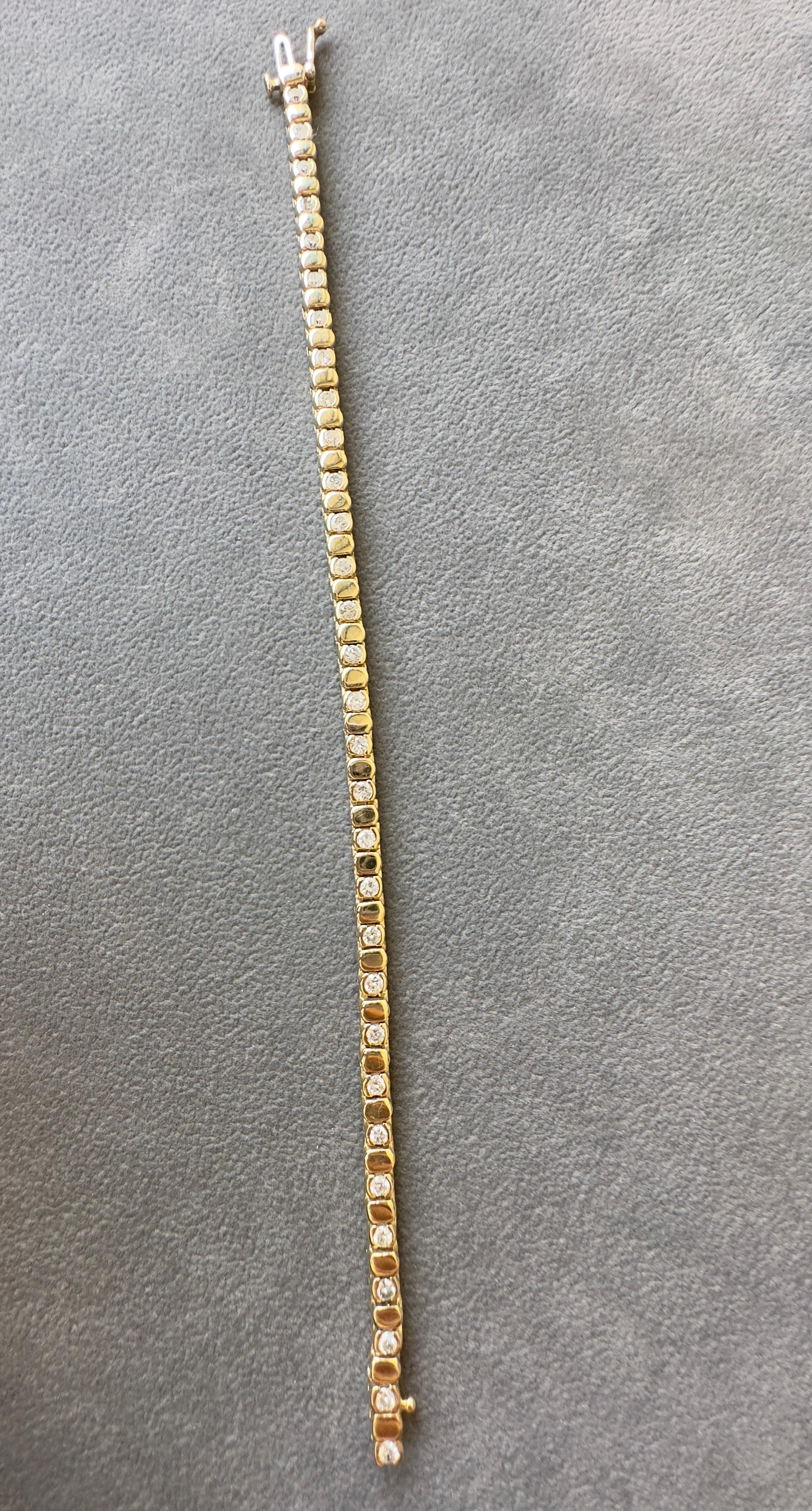 Pulsera de diamantes vintage de oro amarillo de 14k de 1,50 CTW en venta 5