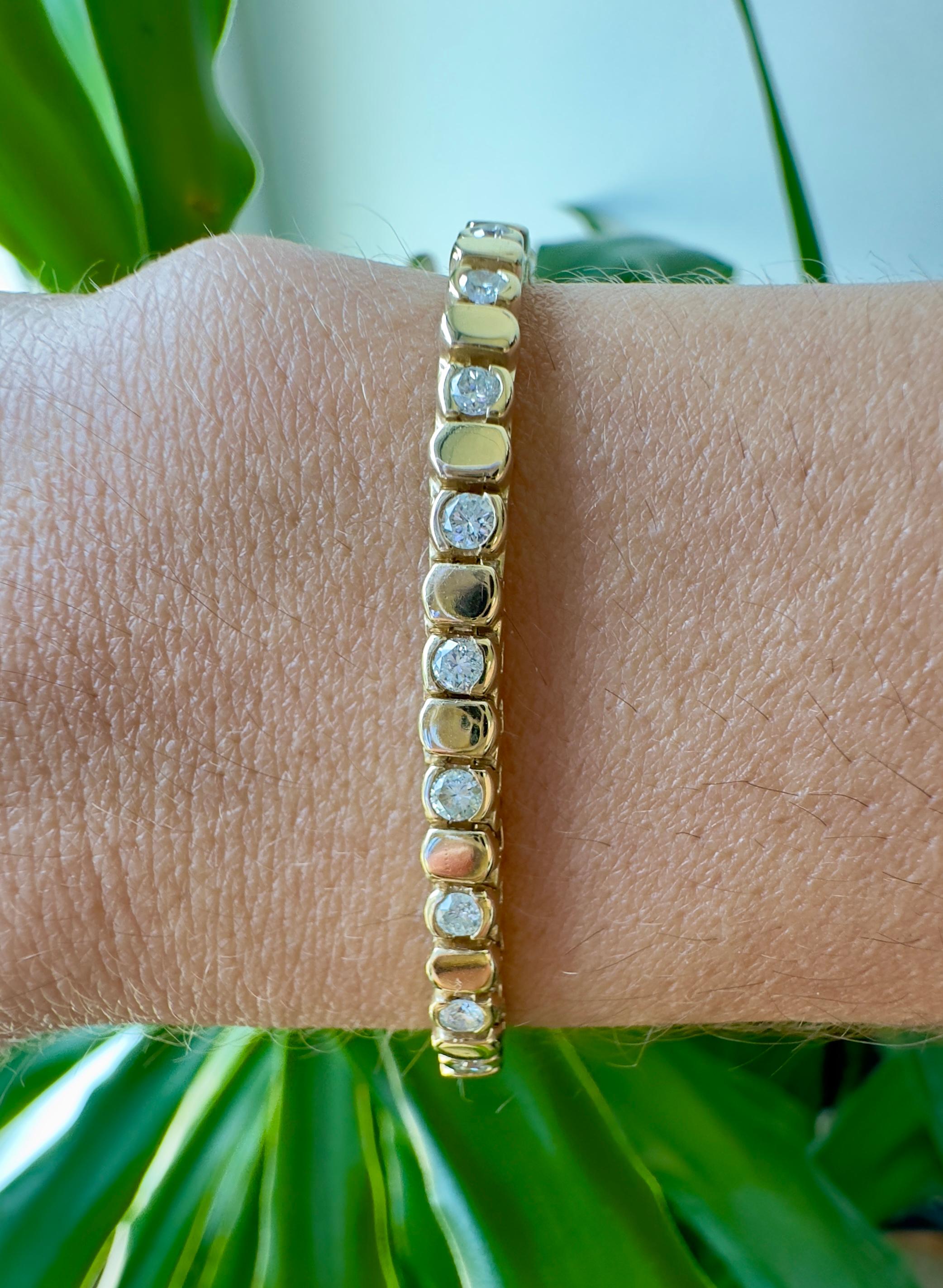 Pulsera de diamantes vintage de oro amarillo de 14k de 1,50 CTW en Bueno estado para la venta en Houston, TX