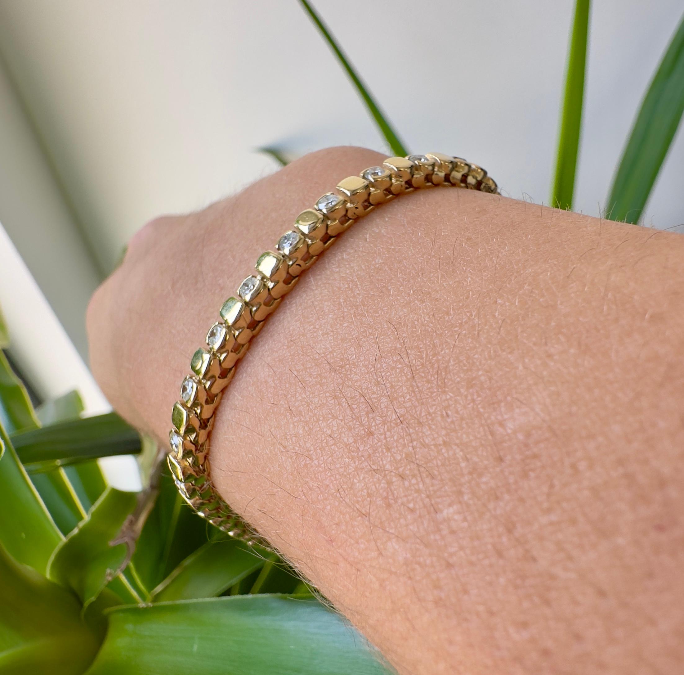 Pulsera de diamantes vintage de oro amarillo de 14k de 1,50 CTW en venta 2