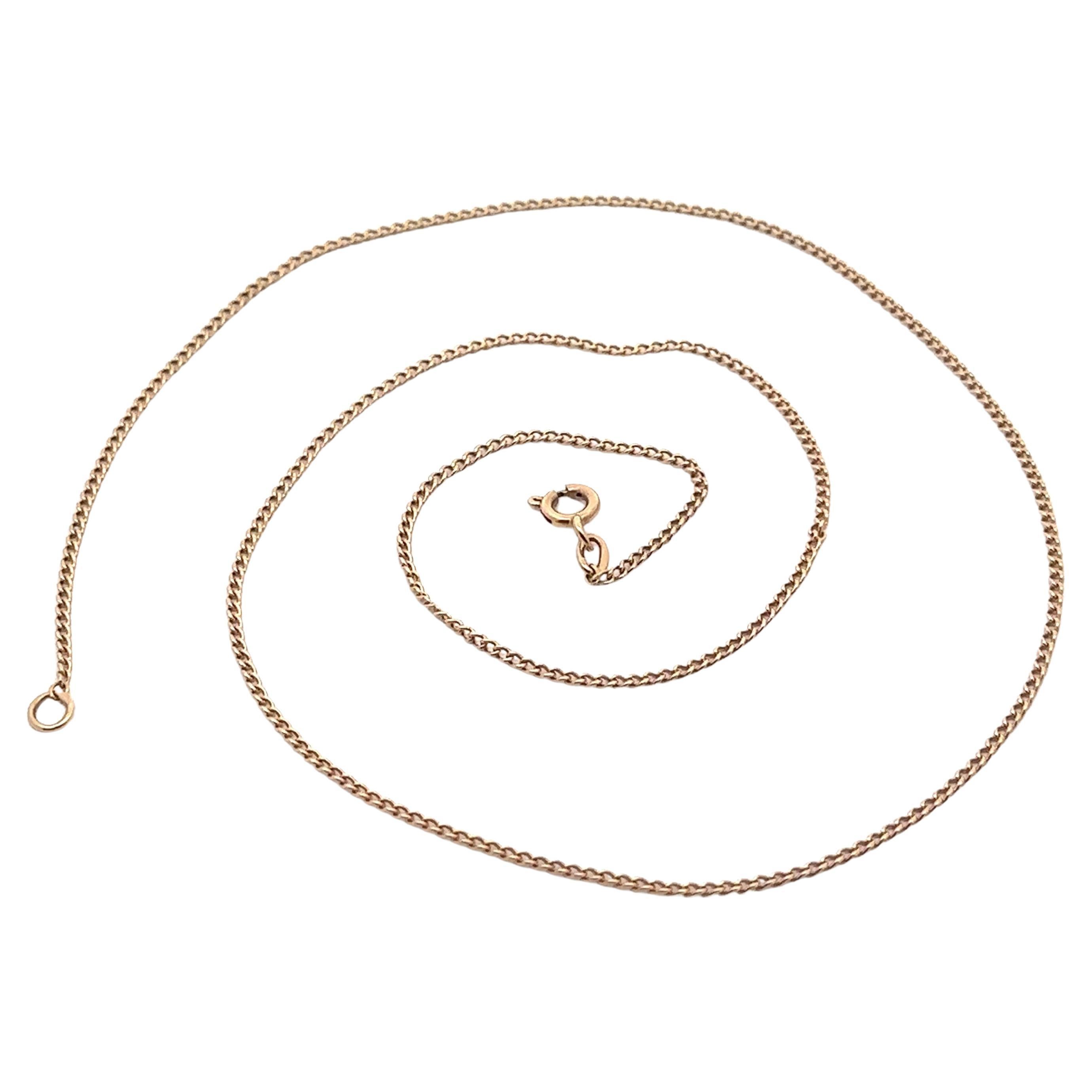Vintage 14k Yellow Gold 1.53mm Curb Link 20" Long  Collier en chaîne en vente