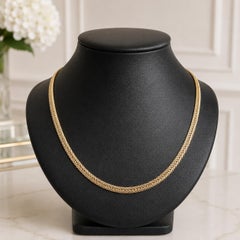 Vintage 14k Yellow Gold 15.5" Chevron Flat Wheat Link Chain Necklace