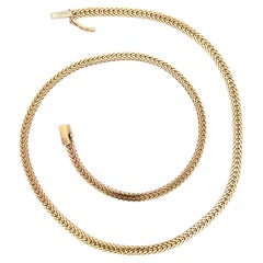 Collana vintage in oro giallo 14k con catena a maglie piatte a forma di spiga e motivo a chevron, lunghezza 15,5"
