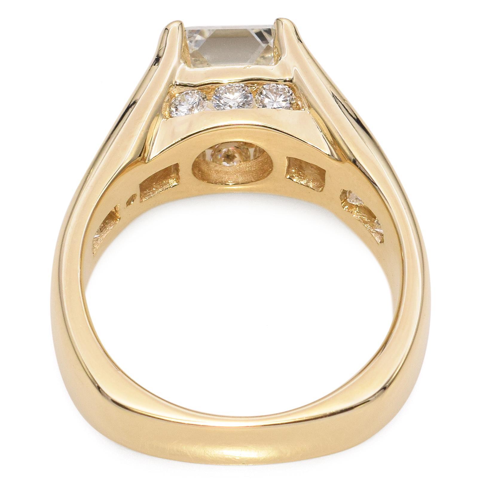 Statement-Ring, 14 Karat Gelbgold 1,58 Karat Prinzessin und Diamant im Rundschliff Damen im Angebot