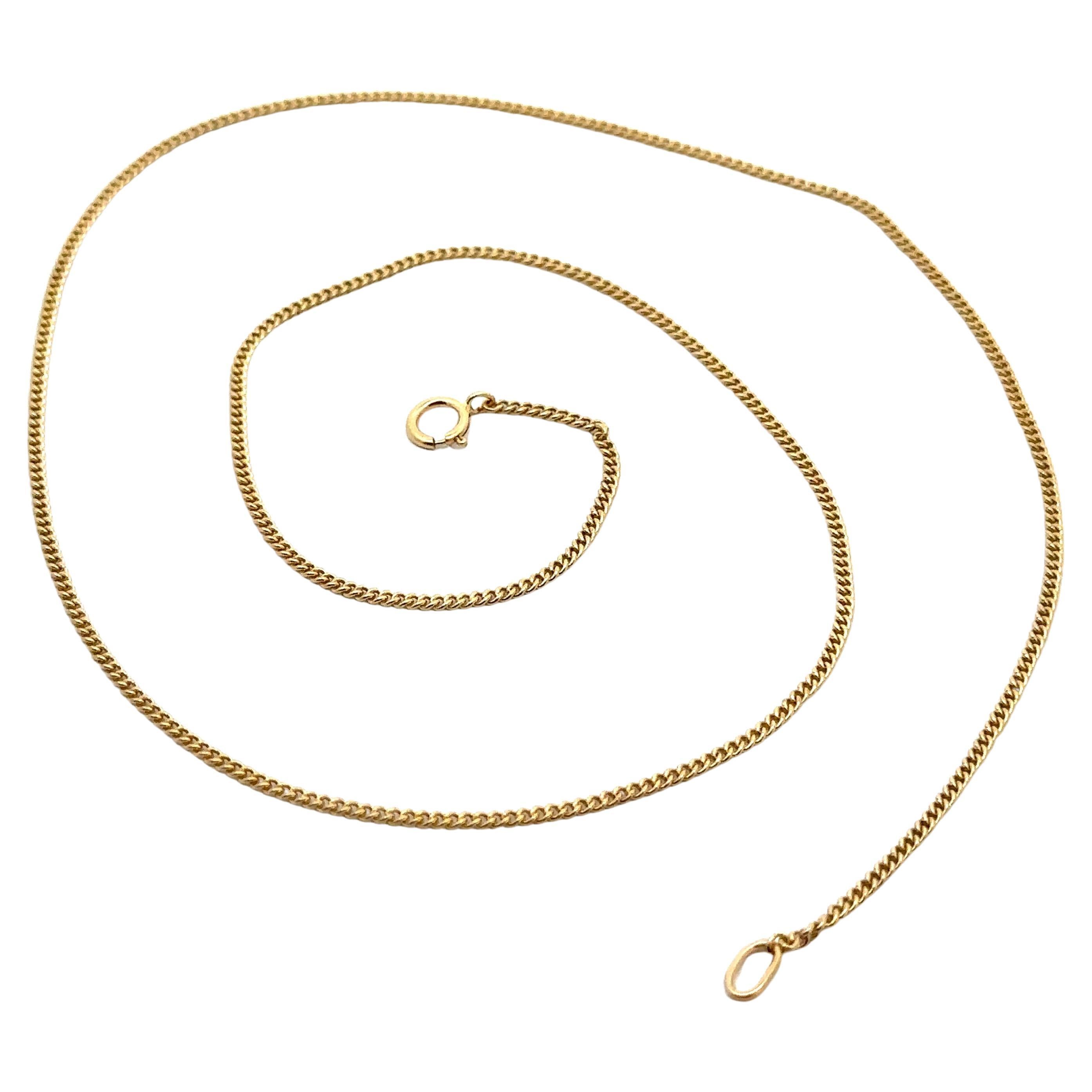 Collana vintage in oro giallo 14k da 1,5 mm A Link lunga 18 pollici