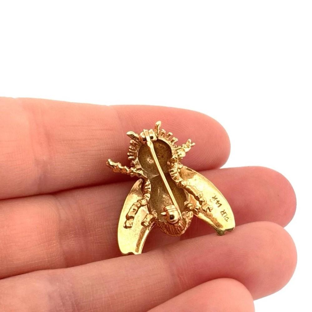 Vintage 14K Yellow Gold Matching Bee Brooch Pin Set – 16.10g, Stamped 