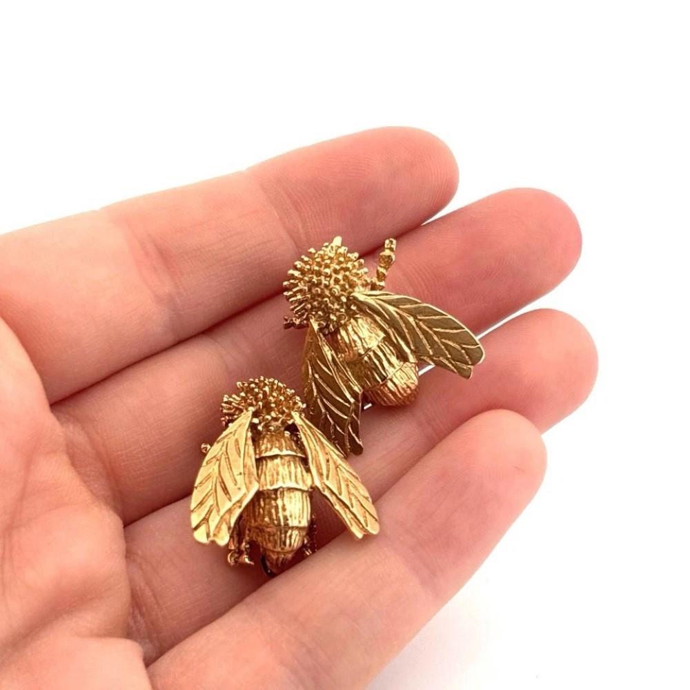 De las mujeres Vintage 14K Yellow Gold 16.10g Matching Bee Brooch Pin Set en venta