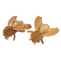 Vintage 14K Yellow Gold 16.10g Matching Bee Brooch Pin Set