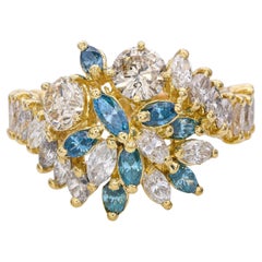 Vintage 14k Yellow Gold 1.74tcw Diamond
Enhanced Blue Diamond Ring