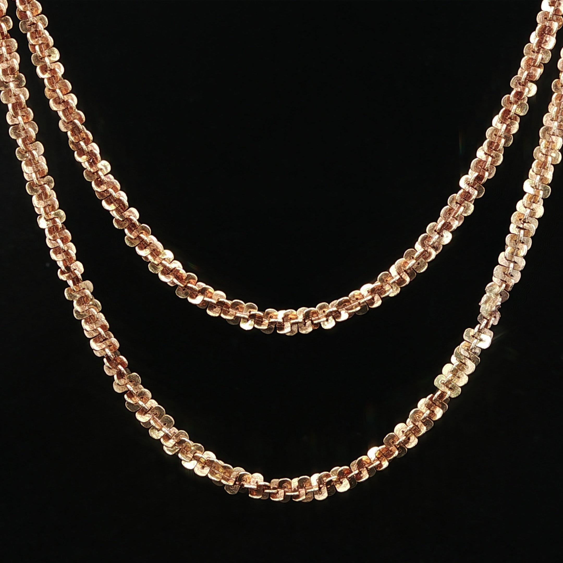 Collana vintage con catena a maglie scintillanti in oro giallo 14k da 19