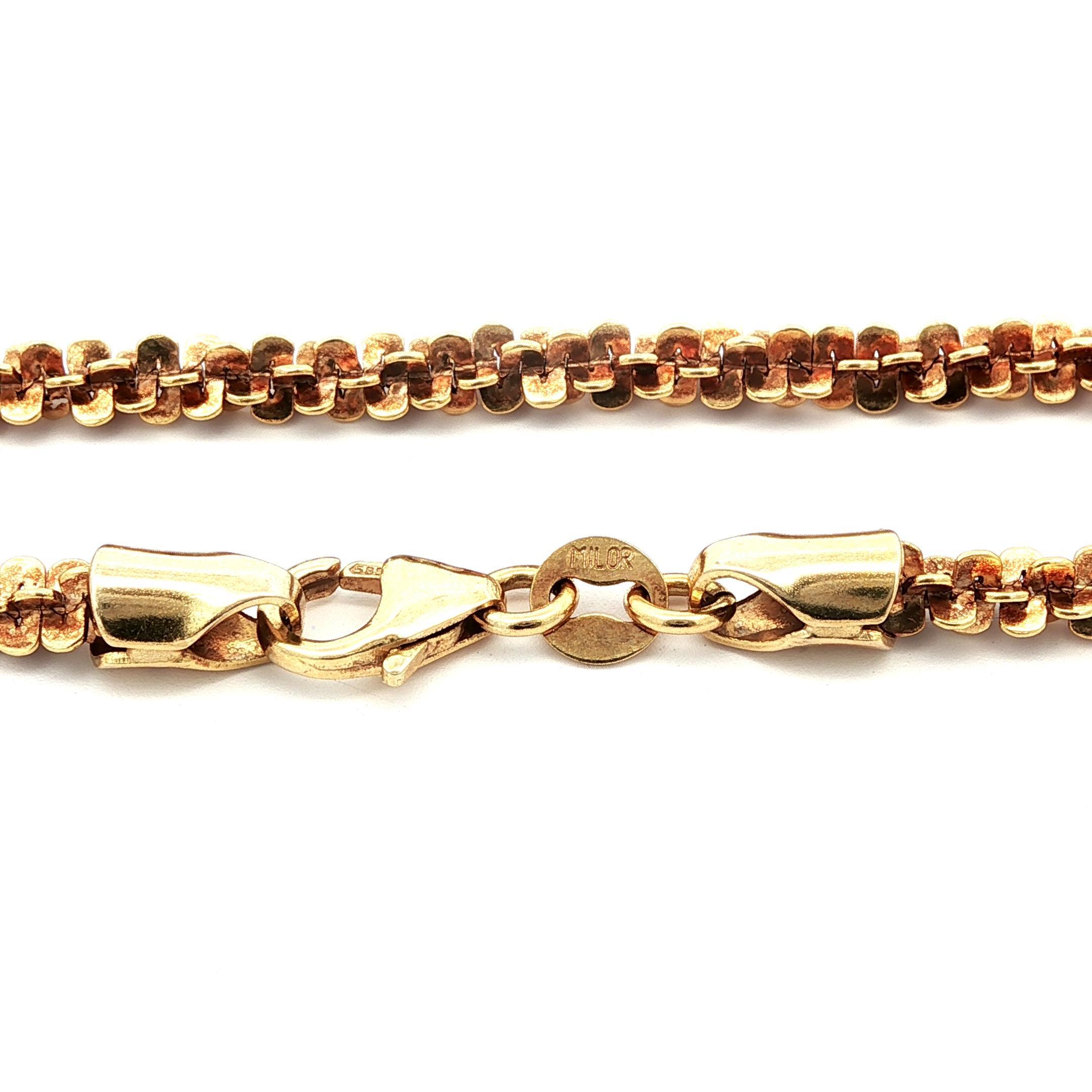 Donna Collana vintage con catena a maglie scintillanti in oro giallo 14k da 19