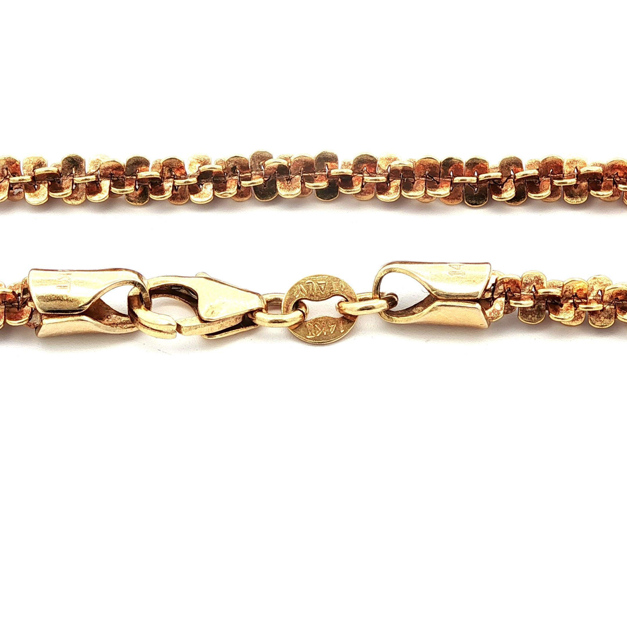 Collana vintage con catena a maglie scintillanti in oro giallo 14k da 19
