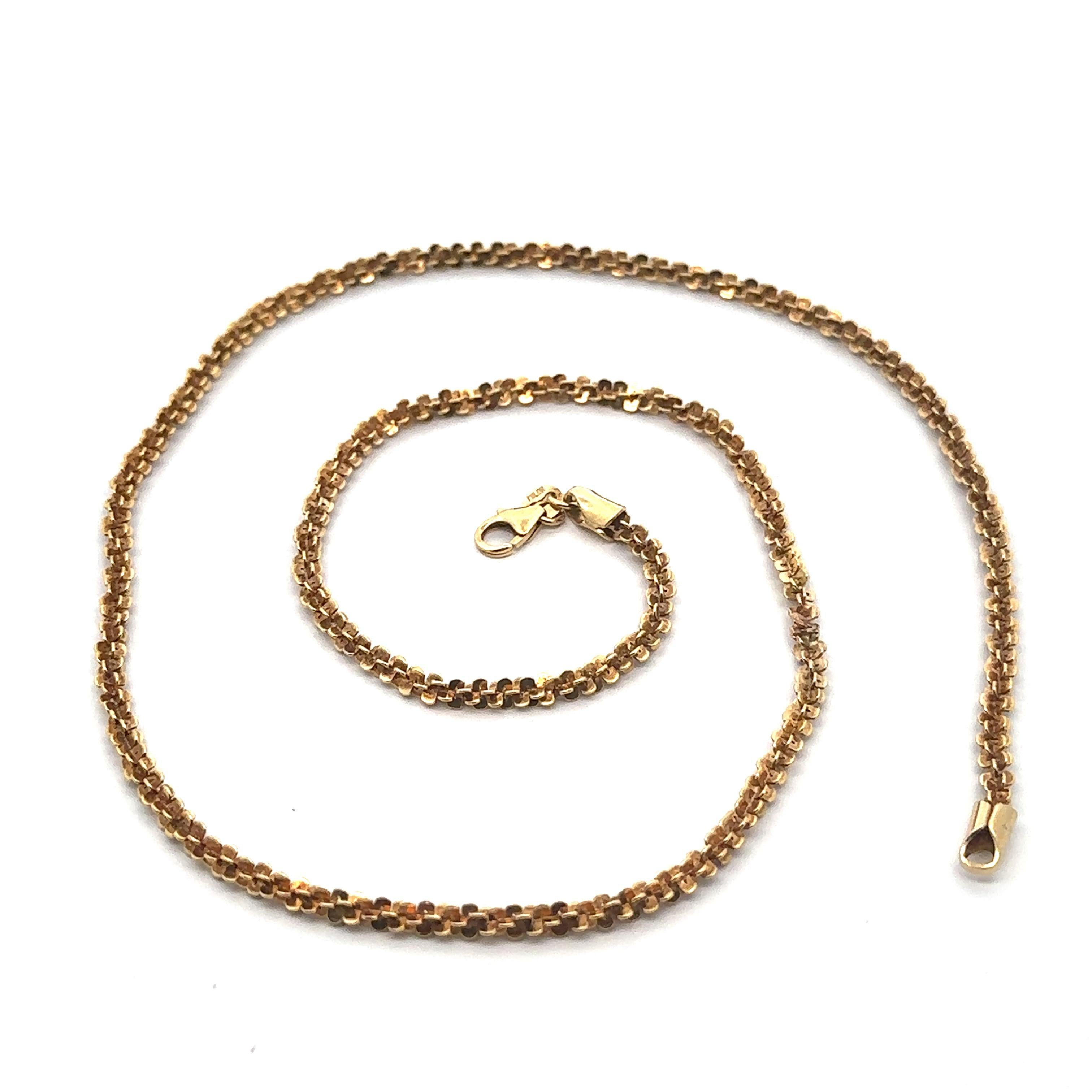 Collana vintage con catena a maglie scintillanti in oro giallo 14k da 19