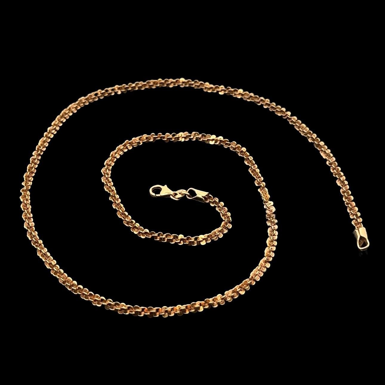 Collana vintage con catena a maglie scintillanti in oro giallo 14k da 19