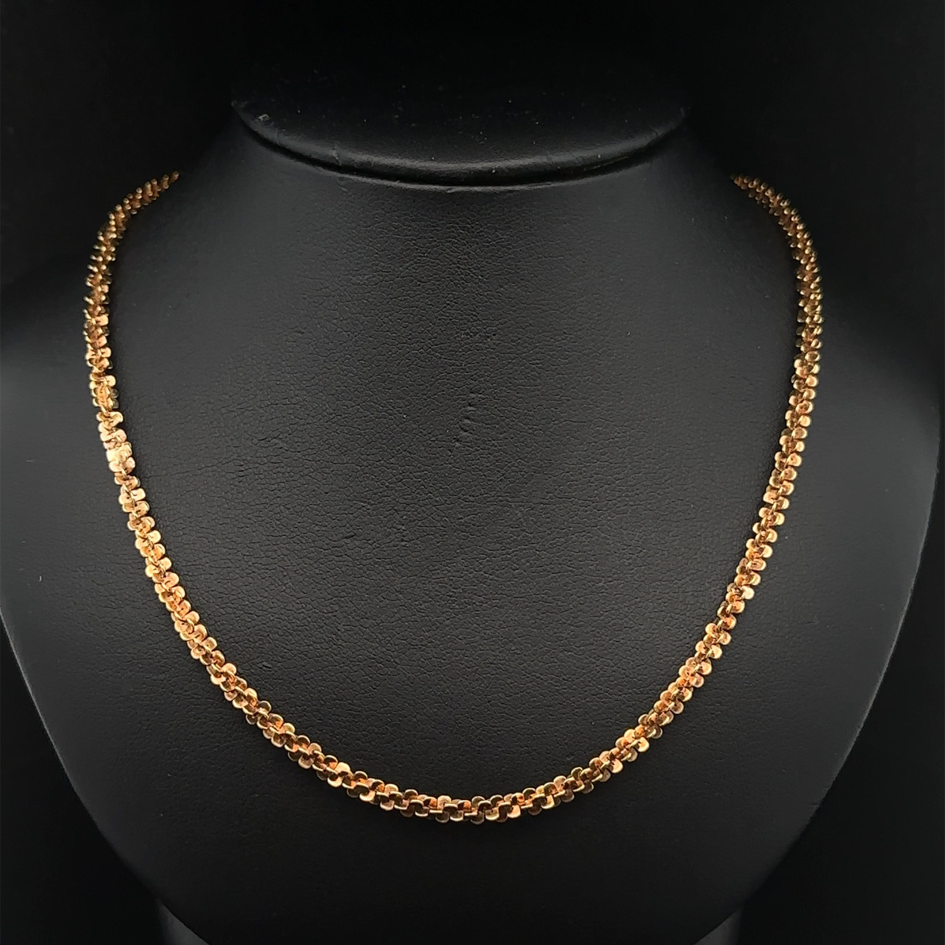 Collana vintage con catena a maglie scintillanti in oro giallo 14k da 19