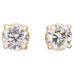 Pendientes vintage de oro amarillo de 14k con diamantes de 1,90 tcw, de calidad J y Si2
