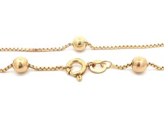 Vintage 14k Yellow Gold 19.5" Box Link Round Bead Ball Stations Chain Necklace