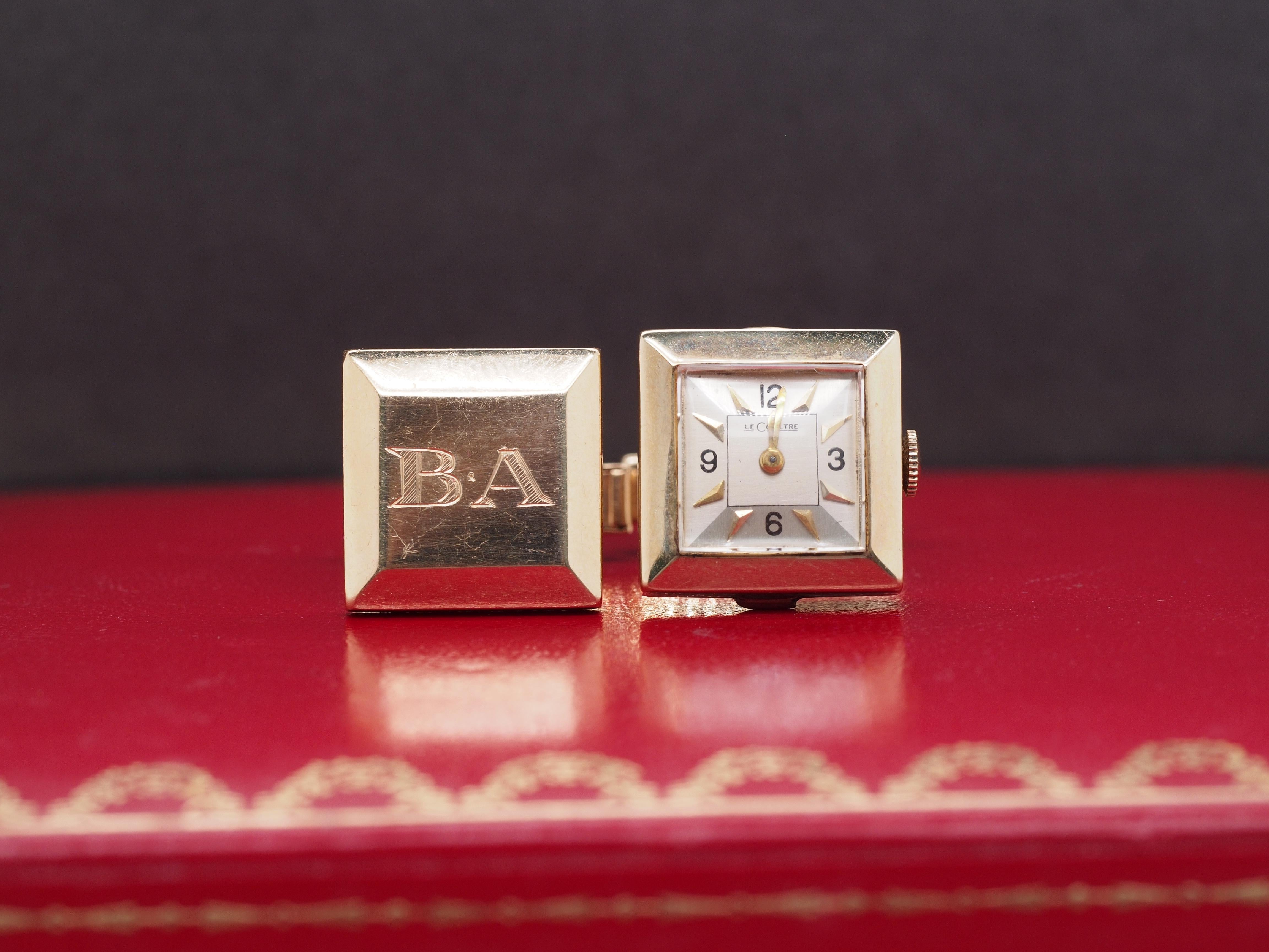 Year: 1950s
Hallmarks: 14K GOLD D&A, “ B A “
Item Details:
Metal Type: 14K Yellow Gold [Hallmarked, and Tested]
Weight: 16 grams
Watch: LeCoultre, Winding Movement, Running
Condition: Excellent