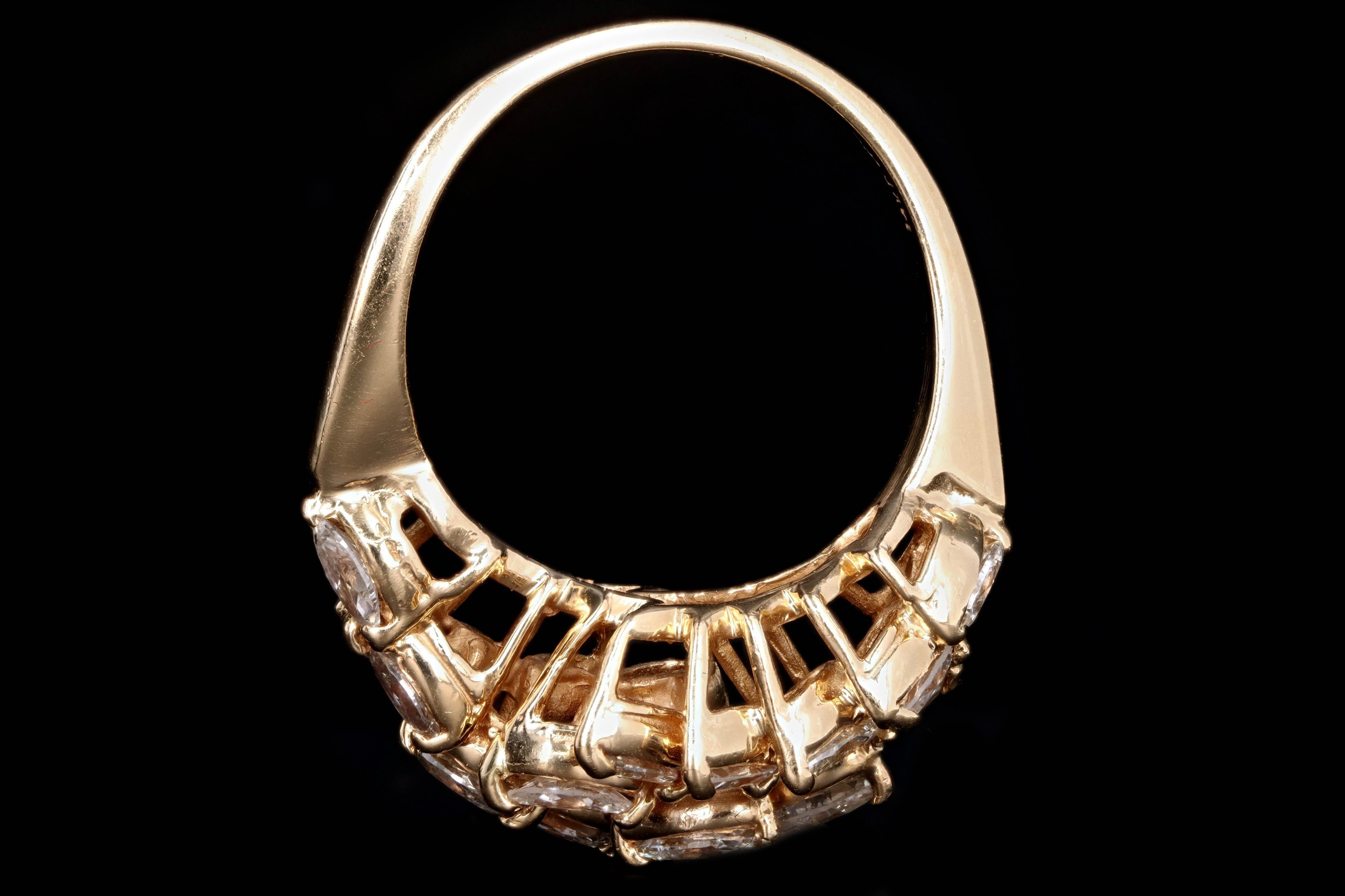 Vintage 14 Karat Yellow Gold 2 Carat Marquise Cut Diamond Ring 2