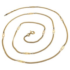 Vintage 14k Yellow Gold 25" Pierced Sections Curb Link Long Chain Necklace