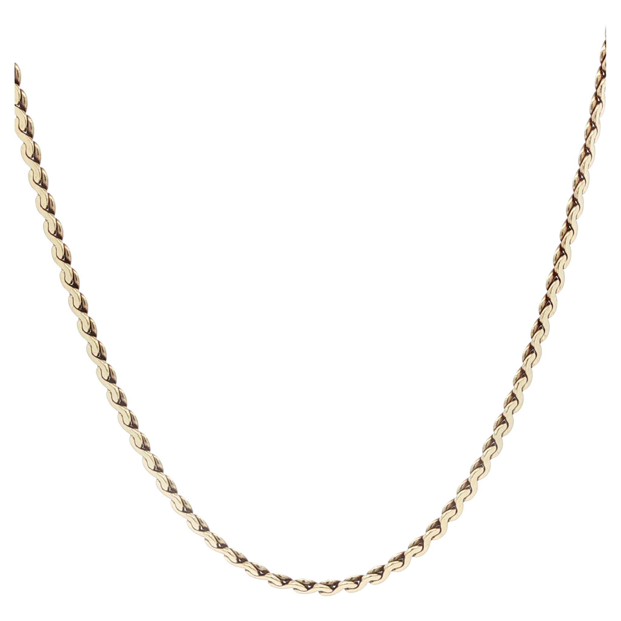 Vintage 14k Yellow Gold 2.8mm "S" Link Chain Necklace Push Hook Clasp For Sale